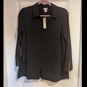 Chicos Petite Chain-Trim Tunic Blouse, Black 0P